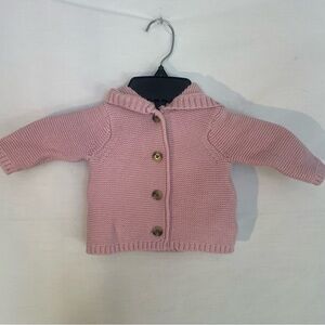 Old Navy precious baby pink cardigan sweater w/hood 0-3 mo
